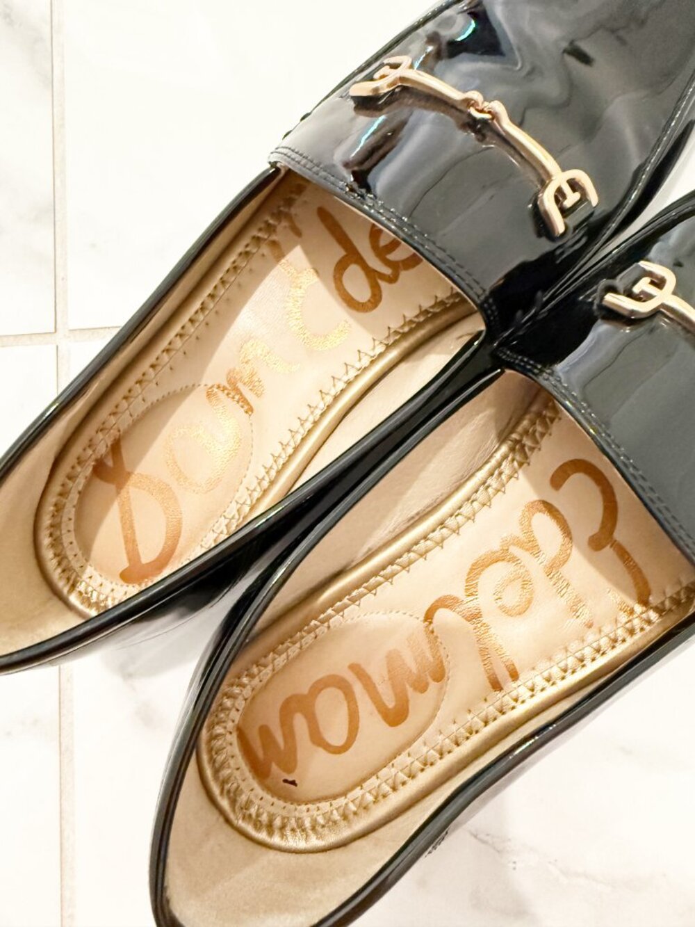 Sam Edelman Loraine Black Patent Leather Bit Buckle Loafers 7 - Picture 10 of 11